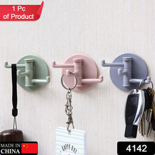 180° Rotating Punch-Free 3-Hook Sticky Hook – 1 Pc - Goyaldeal.com