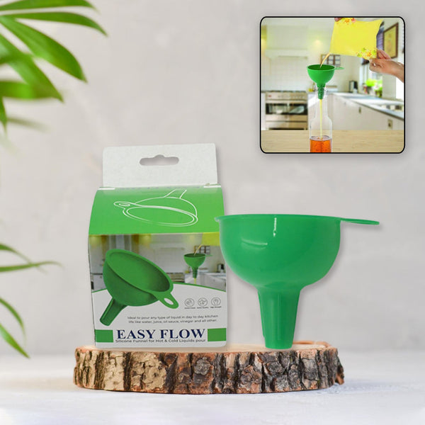 Silicone Funnel For Pouring Oil, Sauce, Water, Juice And Small Food-Grains (1 Pc Green) - Goyaldeal.com