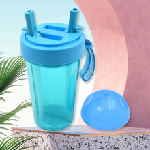 2 Drinks in 1 Cup Water Bottle, Stable Sturdy Dual Use Bottle 2 Straws for Shopping Travel for Outdoor Activities (1 Pc) - Goyaldeal.com