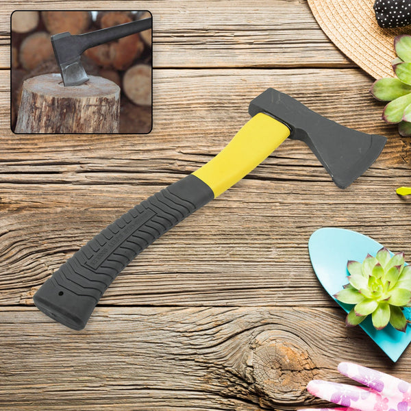 Gardening Tools Hatchet Axe Fiberglass Body Rubberized Handle Wood Cutting Axe, Camping Axe, Safety Axe, Pick Axe (972 Gm) - Goyaldeal.com