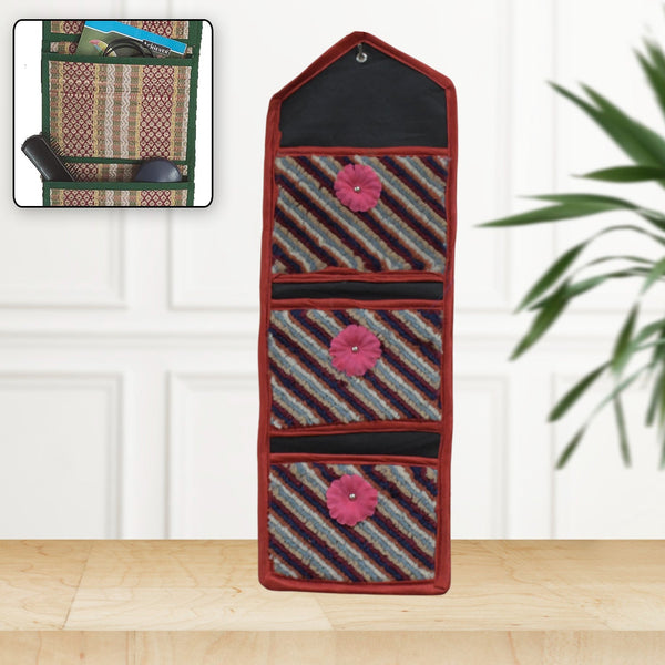 Foldable Hanging Organizer with 3 Pockets - Wall Hanging Letter Holder - Goyaldeal.com