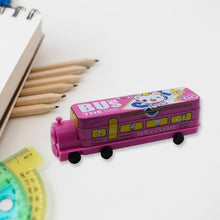Double Decker Metal Bus Compass Case – 2-Layer with Movable Wheels & Sharpener for Kids - Goyaldeal.com