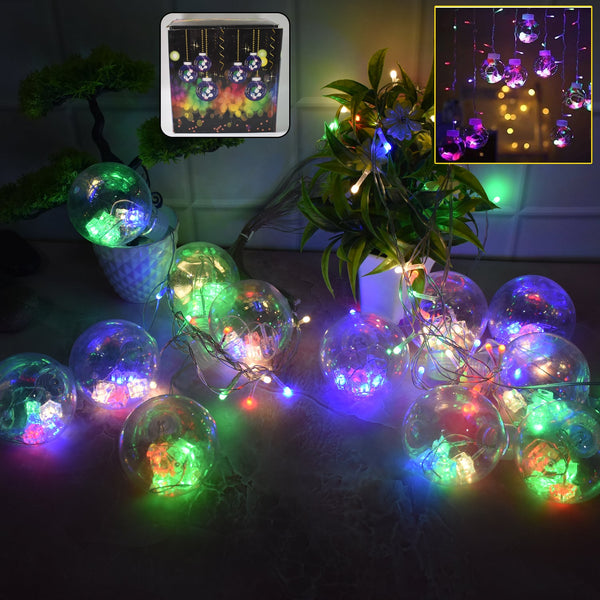 12  Wish Balls Window Curtain String Lights with 8 Flashing Modes Decoration for Home Decoration, Diwali & Wedding LED Christmas Light Indoor and Outdoor Light ,Festival Decoration (Plastic, Multi Color) - Goyaldeal.com