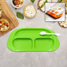 Plastic Food Plates / Biodegradable 3 Compartment Square Plate With Spoon for Food Snacks / Nuts / Desserts Plates for Kids, Reusable Plates for Outdoor, Camping, BPA-free (1 Pc) - Goyaldeal.com