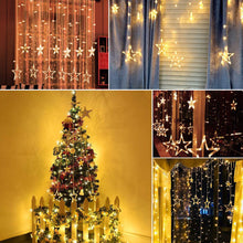12 STARS CURTAIN STRING LIGHTS, WINDOW CURTAIN LIGHTS WITH 8 FLASHING MODES DECORATION FOR FESTIVALS - Goyaldeal.com