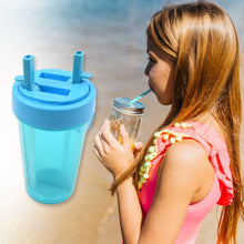 2 Drinks in 1 Cup Water Bottle, Stable Sturdy Dual Use Bottle 2 Straws for Shopping Travel for Outdoor Activities (1 Pc) - Goyaldeal.com
