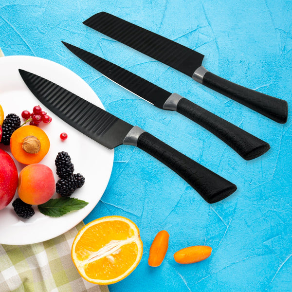 6 Pieces Professional Kitchen Knife Set, Meat Knife, Chef's Knife with Non-Slip Handle for Home, Kitchen and Restaurant with Chef Peeler and Scissor (Stainless Steel / 6 Pcs Set) - Goyaldeal.com