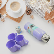 Vacuum Flask Set – Stainless Steel Thermos with 3 Cups, Approx 500ml - Goyaldeal.com