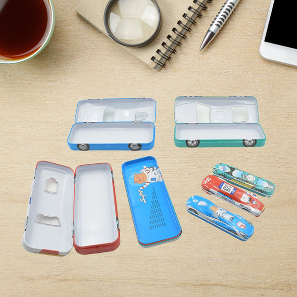 Car-Shaped Metal Compass Box (1 Pc): Pencil Case for Kids, Stationery - Goyaldeal.com