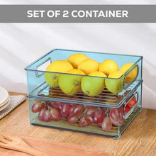 Plastic Refrigerator Organizer Bins, Set Of 2 Stackable Fridge Organizers with Handle, Clear Organizing Food Fruit Vegetables Pantry Storage Bins for Freezer kitchen Cabinet Organization and Storage (2 Pcs Set Mix Color) - Goyaldeal.com