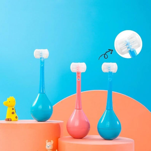 Soft Bristle 3-Sided Training Toothbrush – Inverted Silicone Head for Kids (Ages 2-12, 1 Pc) - Goyaldeal.com