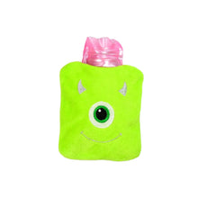Green One-Eyed Monster Print Small Hot Water Bag with Cover for Pain Relief - Goyaldeal.com