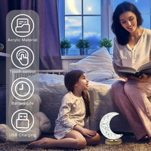 Crystal Table Lamp | Moon Shape Touch Control Lamp with 3 Color | Metal Bedside Lamp for Kids Bedroom Romantic Desktop Nightstand | Stepless Dimming USB Charging Touch Night Light - Goyaldeal.com