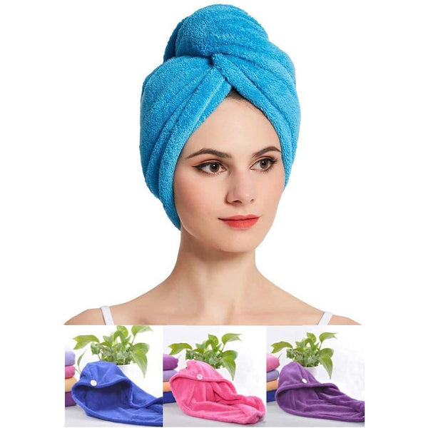 Microfiber Hair Wrap Towel Cap – Quick-Dry, Absorbent Turban Cap (1 Pc), Hair accessories - Goyaldeal.com