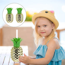 Plastic Pineapple Cups with Straw (1 Pc) - Party Favors, Hawaiian, Beach - Goyaldeal.com