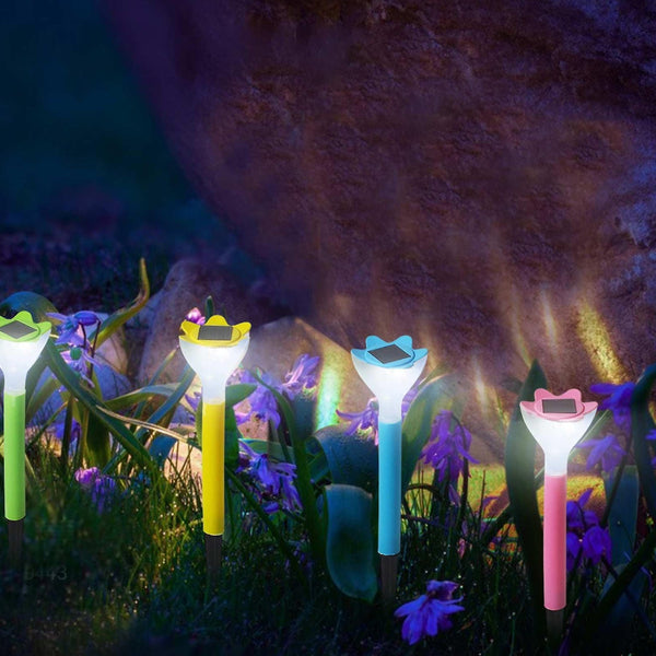 Street Light Solar Flowers Lights Road Light Flower Landscape Light Decorative Yard Lights Solar Lights Garden Stake Flower Lights Solar Landscape Light in Outdoor Spotlight (2 Pc ) - Goyaldeal.com