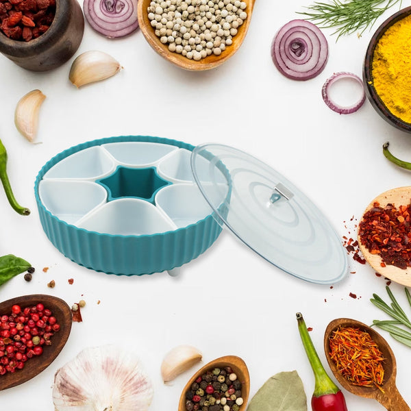 Dry Fruit & Snack Organizer: 360° Revolving Box (7 Compartments, Airtight) - Goyaldeal.com
