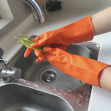 Multipurpose Rubber Reusable Cleaning Gloves, Reusable Rubber Hand Gloves I Latex Safety Gloves I for Washing I Cleaning Kitchen I Gardening I Sanitation I Wet and Dry Use Orange Gloves (1 Pair 40 Gm) - Goyaldeal.com