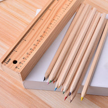 Colorful Wooden Pencil Set with Pencil box, Ruler, Sharpener For for Kids, Artist, Architect (12 Pcs Set) - Goyaldeal.com