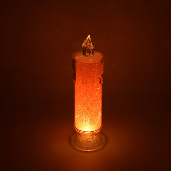 Red LED Flameless Candles Battery Operated Pillar Candles Flickering Realistic Decorative Lamp Votive Transparent Flameless Ornament Tea Party Decorations for Hotel, Scene,Home Decor, Restaurant, Diwali Decoration Candle Crystal Lamp (1 Pc) - Goyaldeal.com
