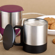 Stainless Steel Coffee/Tea Cup, Stainless Steel Lid Cover Hot Coffee/Tea Mug Hot Insulated Double Wall Stainless Steel, Coffee and Milk Cup with Lid & Handle Easy To Carry - Coffee Cup (1 Pc) - Goyaldeal.com