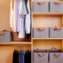 FOLDABLE STORAGE BOX HANDLES, COTTON AND LINEN STORAGE BINS AND BASKETS ORGANIZER FOR NURSERY, CLOSET, BEDROOM, HOME (45 Cm) - Goyaldeal.com