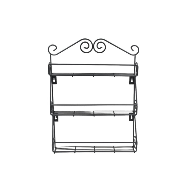 Big Wall Mounted Iron Wall Shelf with 3 Storage Racks for Kitchen, Pantry, Cabinet, Counter top or Free Standing, Rack Holder for Kitchen - Goyaldeal.com