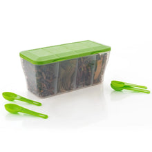 Kitchen Airtight 4-Section Storage Container / Pickle Jar with 4 Spoons (1 Pc / Mix Color) - Goyaldeal.com