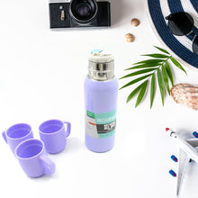 Vacuum Flask Set – Stainless Steel Thermos with 3 Cups, Approx 500ml - Goyaldeal.com