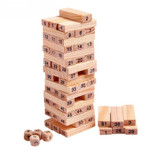 54 Pcs Blocks 4 Dices Wooden Tumbling Stacking Building - Goyaldeal.com
