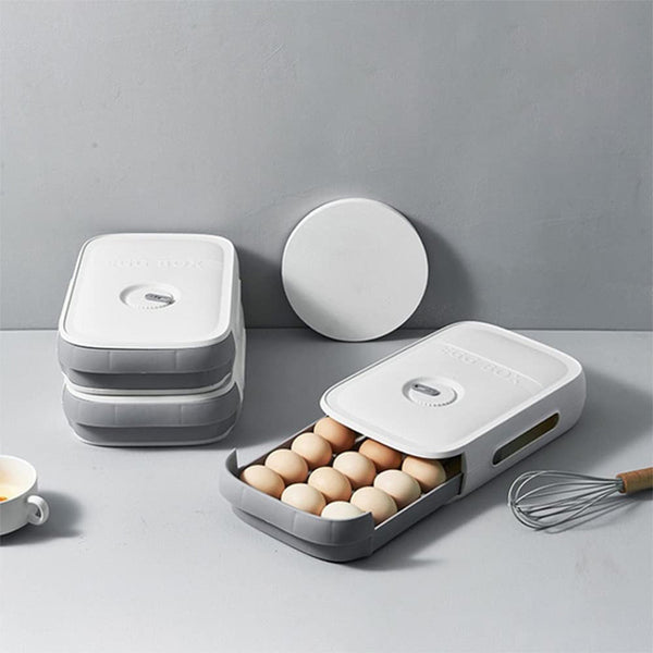 Egg Storage Box Plastic Egg Drawer Fridge Egg Organizer Egg Keeper Refrigerator Egg Drawer Plastic Egg Carton Covered Egg Holder Pantry Egg Bin Household Egg Tray (1 Pc) - Goyaldeal.com