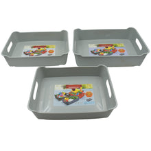 Multipurpose Organising & Storage Plastic Tray,  Fruit & Vegetable/ Multi Purpose Tray, Organizer for Kitchen, Countertop, Cabinet, Bathroom Plastic Storage Basket For Store Fruits, Vegetables, Magazines, Cosmetics, Stationary Set of 3 - Goyaldeal.com