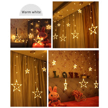 12 STARS CURTAIN STRING LIGHTS, WINDOW CURTAIN LIGHTS WITH 8 FLASHING MODES DECORATION FOR FESTIVALS - Goyaldeal.com