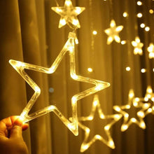 12 STARS CURTAIN STRING LIGHTS, WINDOW CURTAIN LIGHTS WITH 8 FLASHING MODES DECORATION FOR FESTIVALS - Goyaldeal.com