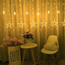 12 STARS CURTAIN STRING LIGHTS, WINDOW CURTAIN LIGHTS WITH 8 FLASHING MODES DECORATION FOR FESTIVALS - Goyaldeal.com