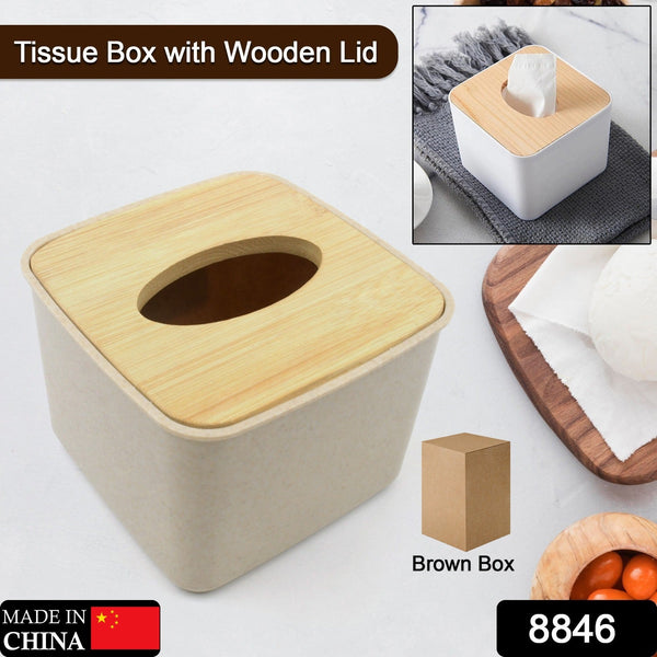 Tissue Box Desktop Stand Bamboo Tissue Cover Box Rectangular Paper Towel Holder Removable Tissue Dispenser for Bathroom Vanity Countertop Bedroom Car Holder Paper Towels Dispenser (1 Pc ) - Goyaldeal.com