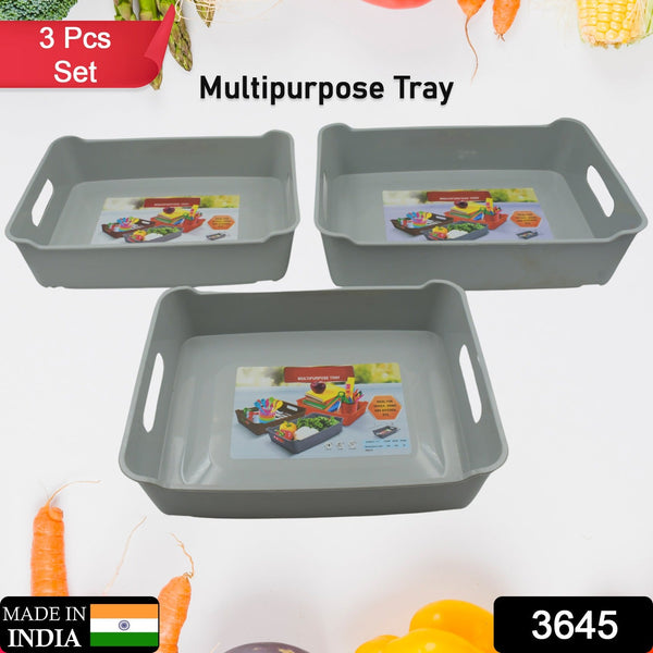 Multipurpose Organising & Storage Plastic Tray,  Fruit & Vegetable/ Multi Purpose Tray, Organizer for Kitchen, Countertop, Cabinet, Bathroom Plastic Storage Basket For Store Fruits, Vegetables, Magazines, Cosmetics, Stationary Set of 3 - Goyaldeal.com