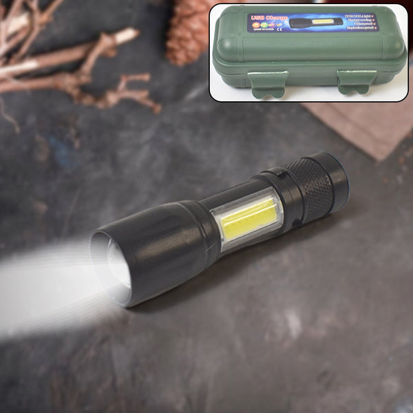 LED USB Rechargeable Mini Flashlight – Ultra-Bright Zoom & COB Side Lantern, Tactical Emergency Light - Goyaldeal.com
