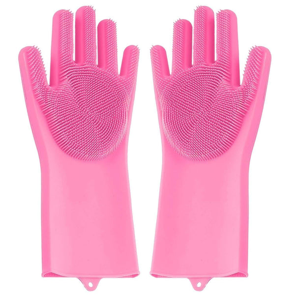 Reusable Silicone Cleaning Brush Scrubber Gloves (Multicolor) - Goyaldeal.com