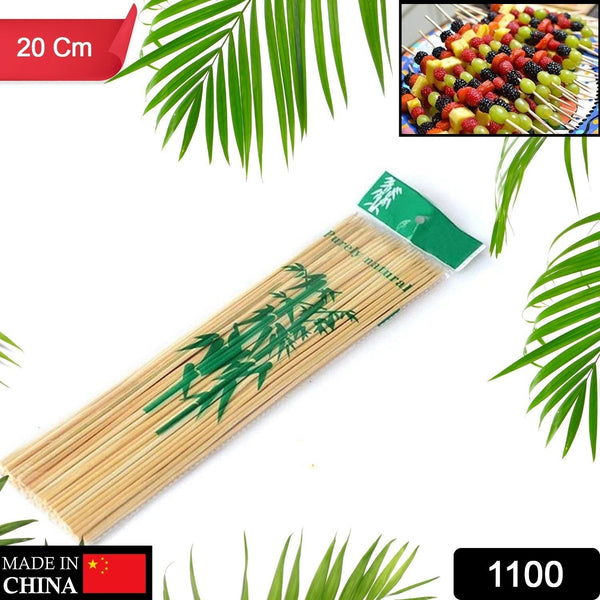 Camping Wooden Color Bamboo BBQ Skewers – 20cm Barbecue Shish Kabob Sticks for Fruit, Meat, Party & More (Pack of Skewers) - Goyaldeal.com