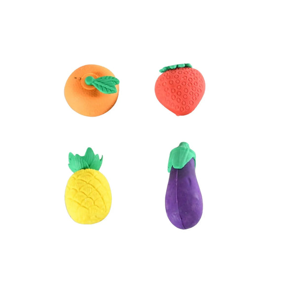 Mini Cute Veg & Fruit Erasers – 3D Colorful Eraser Set for Kids (4 Pc) - Goyaldeal.com