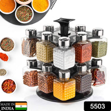 All New Square 16 Bottle Design 360 Degree Revolving Spice Rack Container Condiment, Pieces Set, Square Small Container - Goyaldeal.com