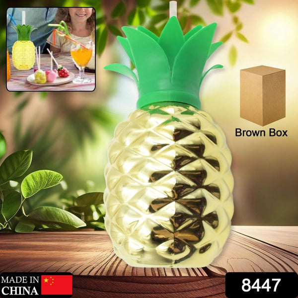 Plastic Pineapple Cups with Straw (1 Pc) - Party Favors, Hawaiian, Beach - Goyaldeal.com