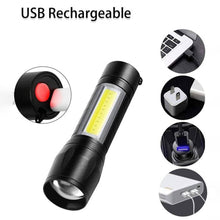 LED USB Rechargeable Mini Flashlight – Ultra-Bright Zoom & COB Side Lantern, Tactical Emergency Light - Goyaldeal.com