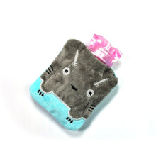 Grey Cat Print Small Hot Water Bag with Cover for Pain Relief - Goyaldeal.com