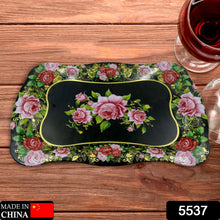 Stainless Steel Serving Tray With Flower Printed Rectangle Premium Dining Table Plate (18 x 8.5 Inch / 1 Pc) - Goyaldeal.com