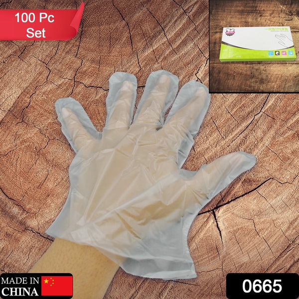 Large Disposable Gloves (100 Pcs): Clear Plastic, Multipurpose - Goyaldeal.com