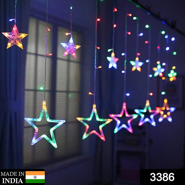 12 Stars LED Curtain String Lights with 8 Flashing Modes for Home Decoration, Diwali & Wedding LED Christmas Light Indoor and Outdoor Light ,Festival Decoration (Multicolor / With Box) - Goyaldeal.com