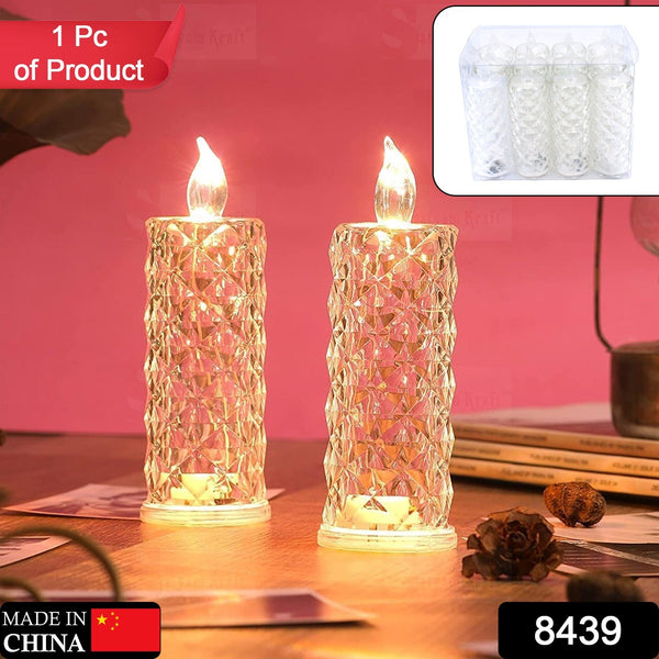 Rose Candles LED Flameless and Smokeless Decorative Acrylic Transparent Candles Led Tea Light Candle Perfect for Gifting, Home, Diwali, Christmas, Crystal Candle Lights (1 Pc)  (MOQ :- 12 pc ) - Goyaldeal.com