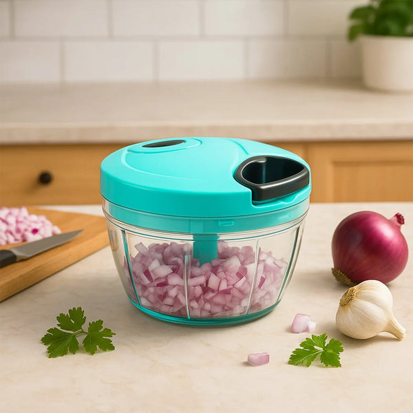 Handy Mini Plastic Vegetable Chopper Cutter, Onion Chopper Vegetables for Kitchen Accessories with 3 Blades - Goyaldeal.com